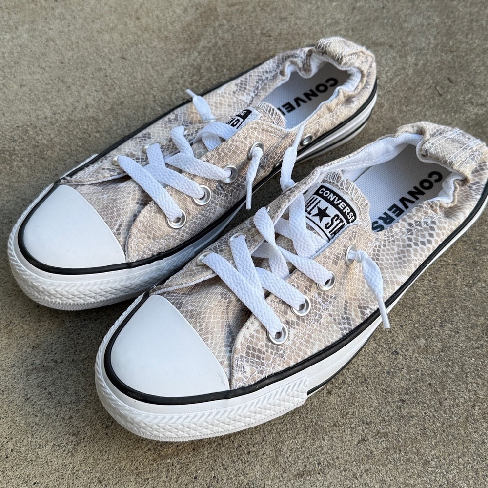 CONVERSE Shoreline Low 'Snake Print' Slip-on Sneakers Size 7 - Picture 11 of 11